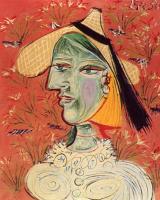 Picasso, Pablo - woman in a straw hat against a flowered background